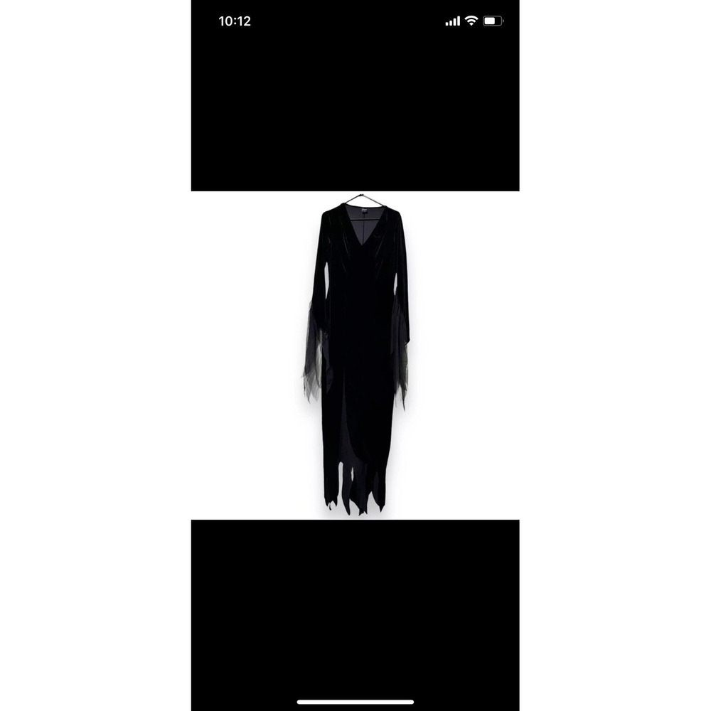 THE ADDAMS FAMILY Morticia  Halloween‎ goth black dress  black velvet XL